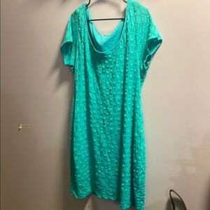 Chic Turquoise Textured Dress